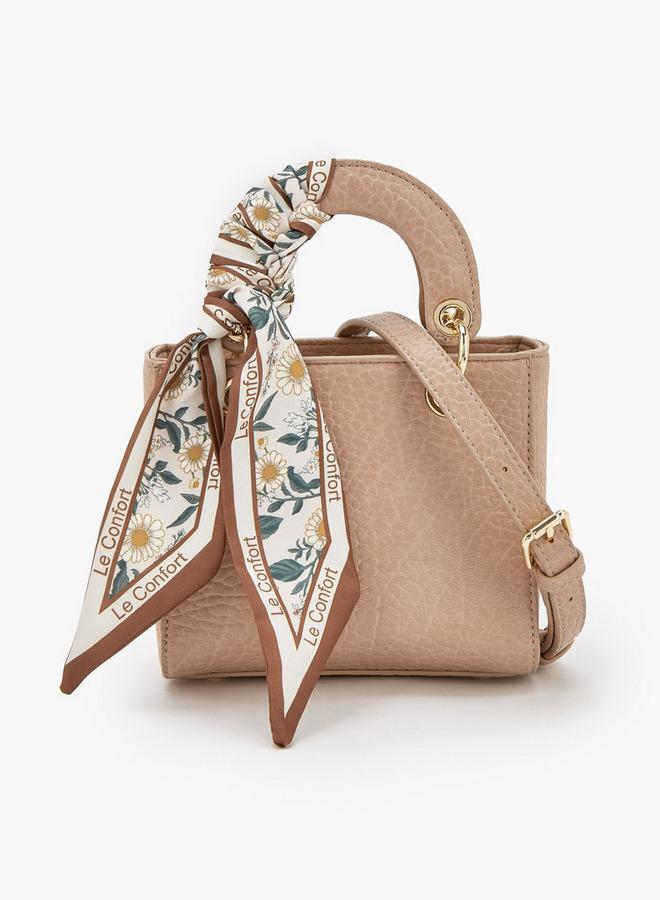 Le Confort Textured Mini Tote Bag With Scarf Accent - Image 1