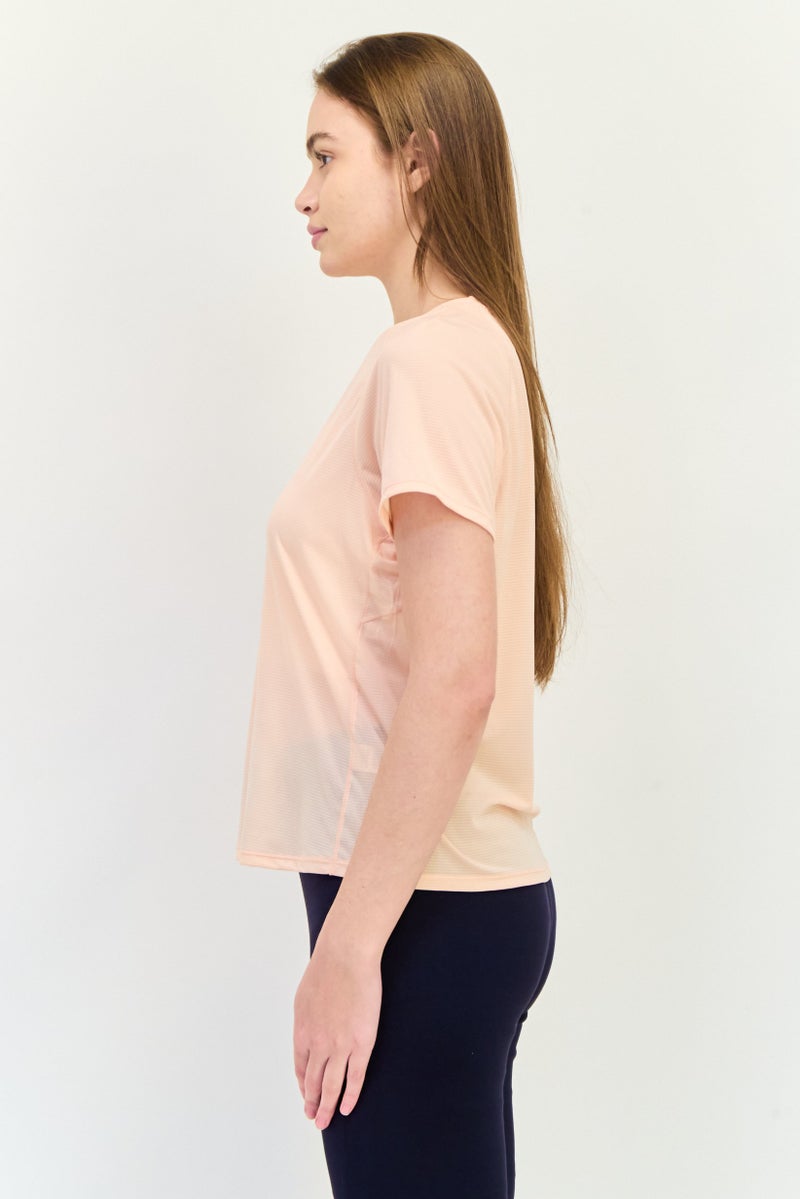 Hoka تي شيرت تدريب قصير الأكمام للنساء، خوخي - Image 2