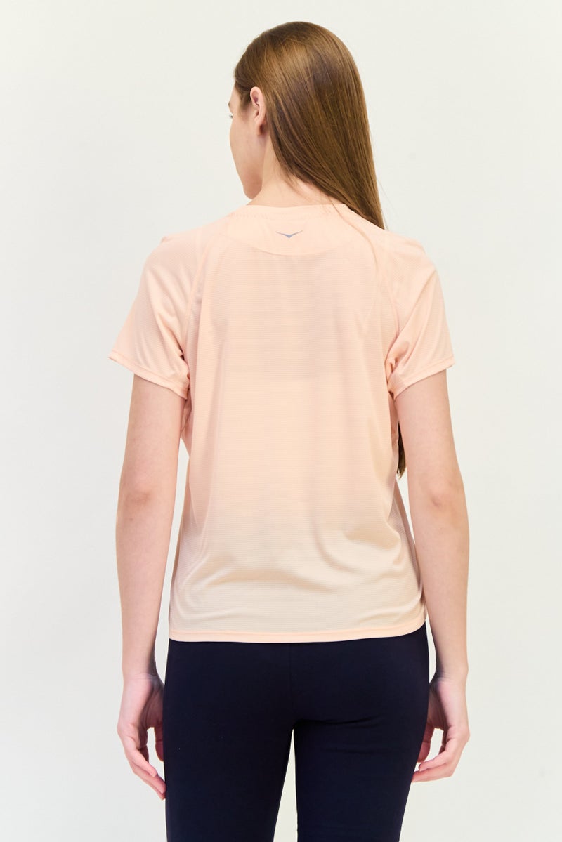 Hoka تي شيرت تدريب قصير الأكمام للنساء، خوخي - Image 3