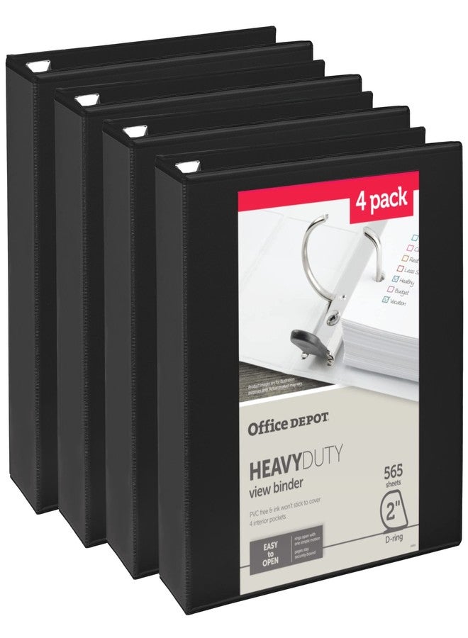 أوفيس ديبوت مجلدات Office Depot® شديدة التحمل بثلاث حلقات، حلقات D مقاس 2 بوصة، أسود، 49% مواد معاد تدويرها، عبوة من 4 قطع - Image 2