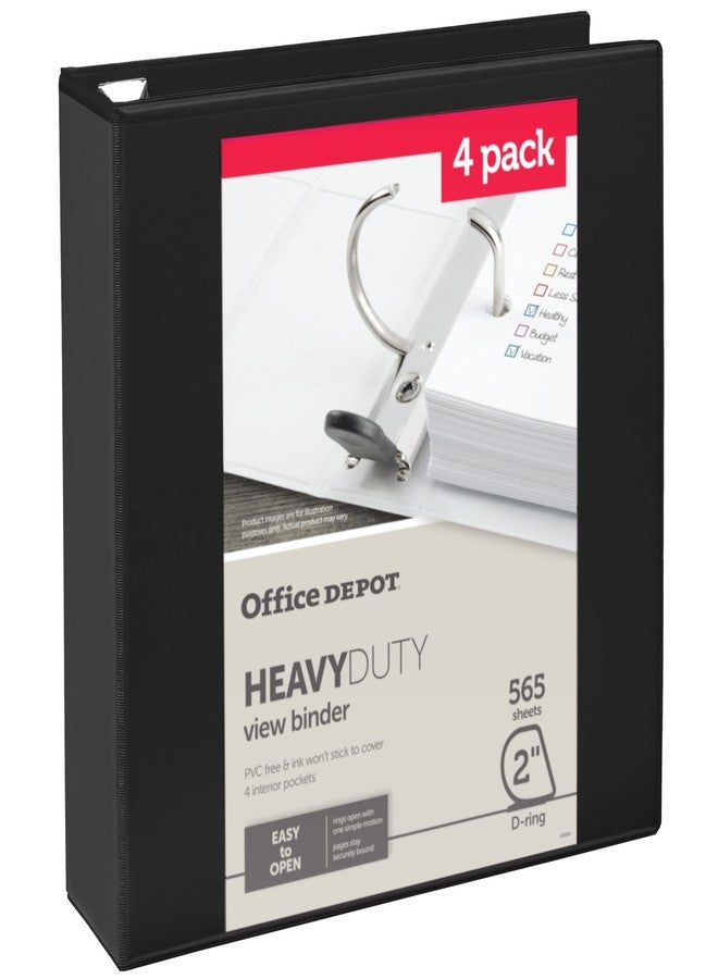 أوفيس ديبوت مجلدات Office Depot® شديدة التحمل بثلاث حلقات، حلقات D مقاس 2 بوصة، أسود، 49% مواد معاد تدويرها، عبوة من 4 قطع - Image 3