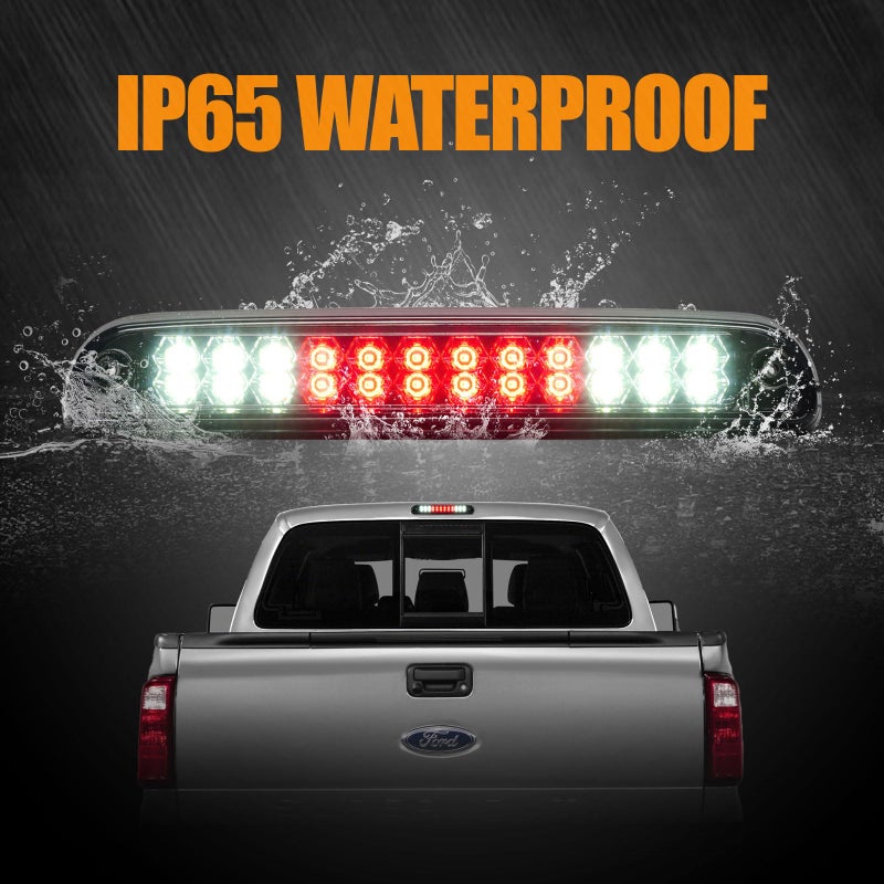Cxdar 3rd Third Brake Light LED for 1999-2016 Ford F250 F350 F450 F550 Super Duty, 1993-2011 Ford Ranger High Mount Rear Cab Brake Lights Assembly, 99-16 F-250 F-350 F-450 F-550 Cargo Stop Light - Image 5