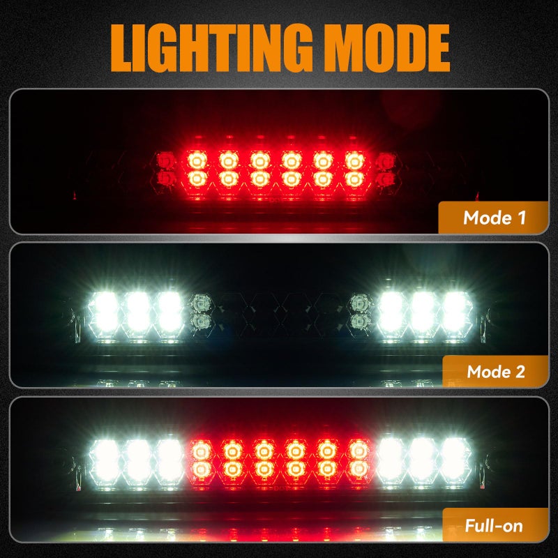 Cxdar 3rd Third Brake Light LED for 1999-2016 Ford F250 F350 F450 F550 Super Duty, 1993-2011 Ford Ranger High Mount Rear Cab Brake Lights Assembly, 99-16 F-250 F-350 F-450 F-550 Cargo Stop Light - Image 2