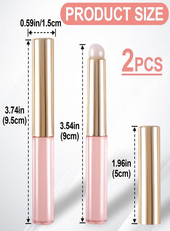 Mxxipp 2pcs Silicone Lip Brush, Portable Round Head Lip Brushes Applicator with Cover, Reusable Makeup Brush Beauty Tool for Lipstick Lip Gloss Balm Mask Concealer Eyeshadow Manicure- Pink - Image 2