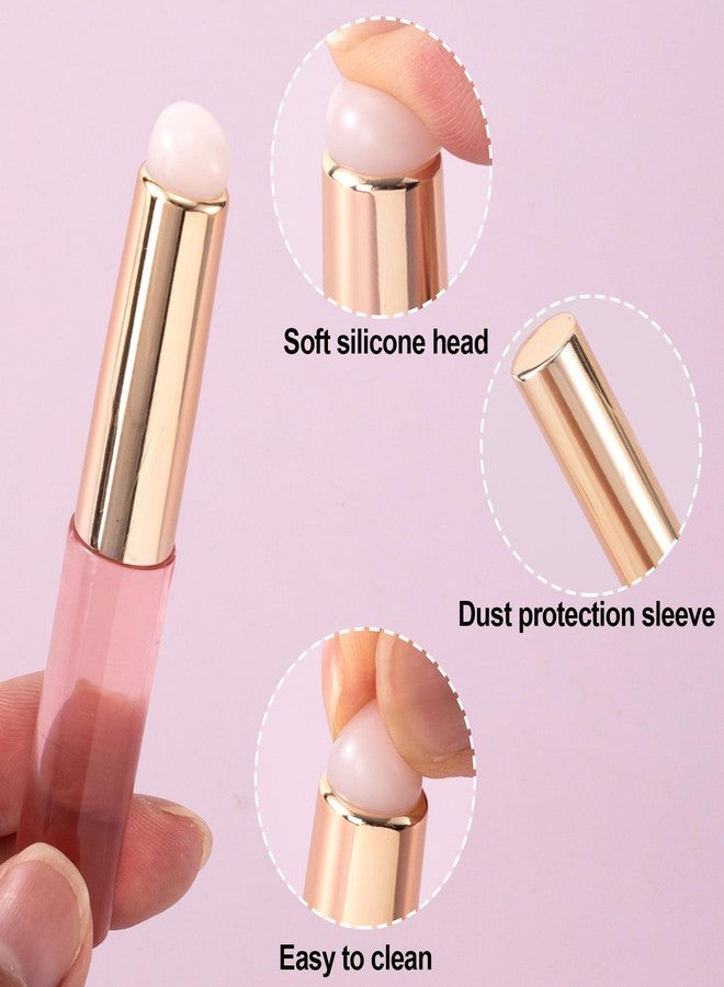 Mxxipp 2pcs Silicone Lip Brush, Portable Round Head Lip Brushes Applicator with Cover, Reusable Makeup Brush Beauty Tool for Lipstick Lip Gloss Balm Mask Concealer Eyeshadow Manicure- Pink - Image 4