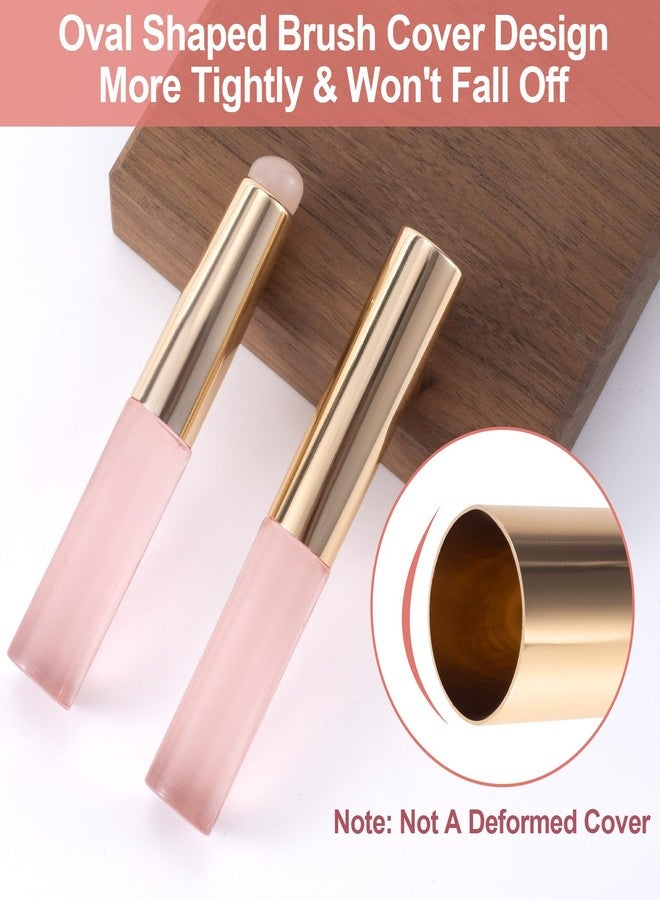 Mxxipp 2pcs Silicone Lip Brush, Portable Round Head Lip Brushes Applicator with Cover, Reusable Makeup Brush Beauty Tool for Lipstick Lip Gloss Balm Mask Concealer Eyeshadow Manicure- Pink - Image 3