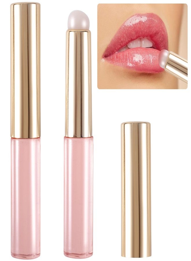 Mxxipp 2pcs Silicone Lip Brush, Portable Round Head Lip Brushes Applicator with Cover, Reusable Makeup Brush Beauty Tool for Lipstick Lip Gloss Balm Mask Concealer Eyeshadow Manicure- Pink - Image 1