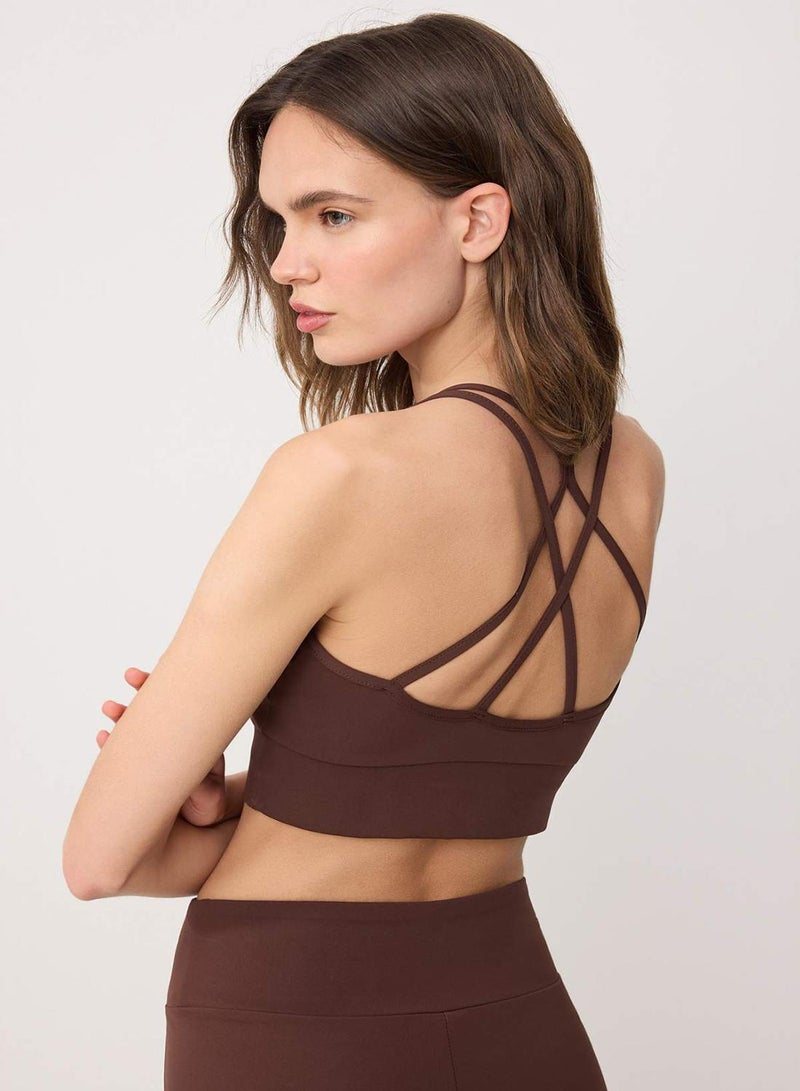 trendyol Brown Premium Polyamide Fabric Supportive/Shaping Sports Bra - Image 5