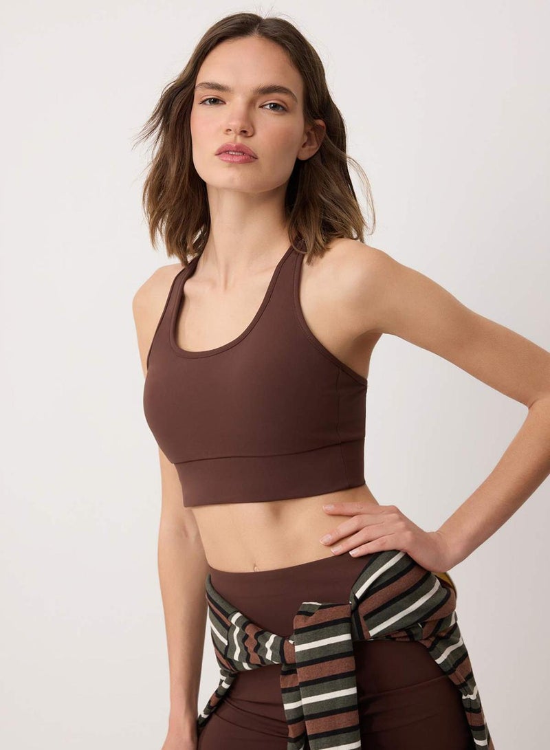trendyol Brown Premium Polyamide Fabric Supportive/Shaping Sports Bra - Image 3