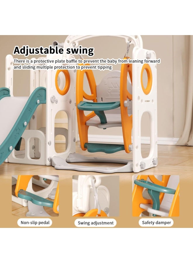 TDOO 6-in-1 Toddler Slide and Swing Set with Basketball Hoop & Telescope, Kids Playground Set with Climbing Ladder and Storage, Indoor/Outdoor Baby Slide Playset for Toddlers Ages 2-6 - Image 4