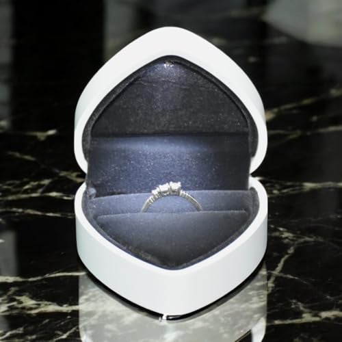 DIAcheck Moon Heart Shape Jewellery Box with LED Light for Proposal Wedding Engagement (WHITE (GLOSSY), Ring (2.75x2.75)) - Image 3
