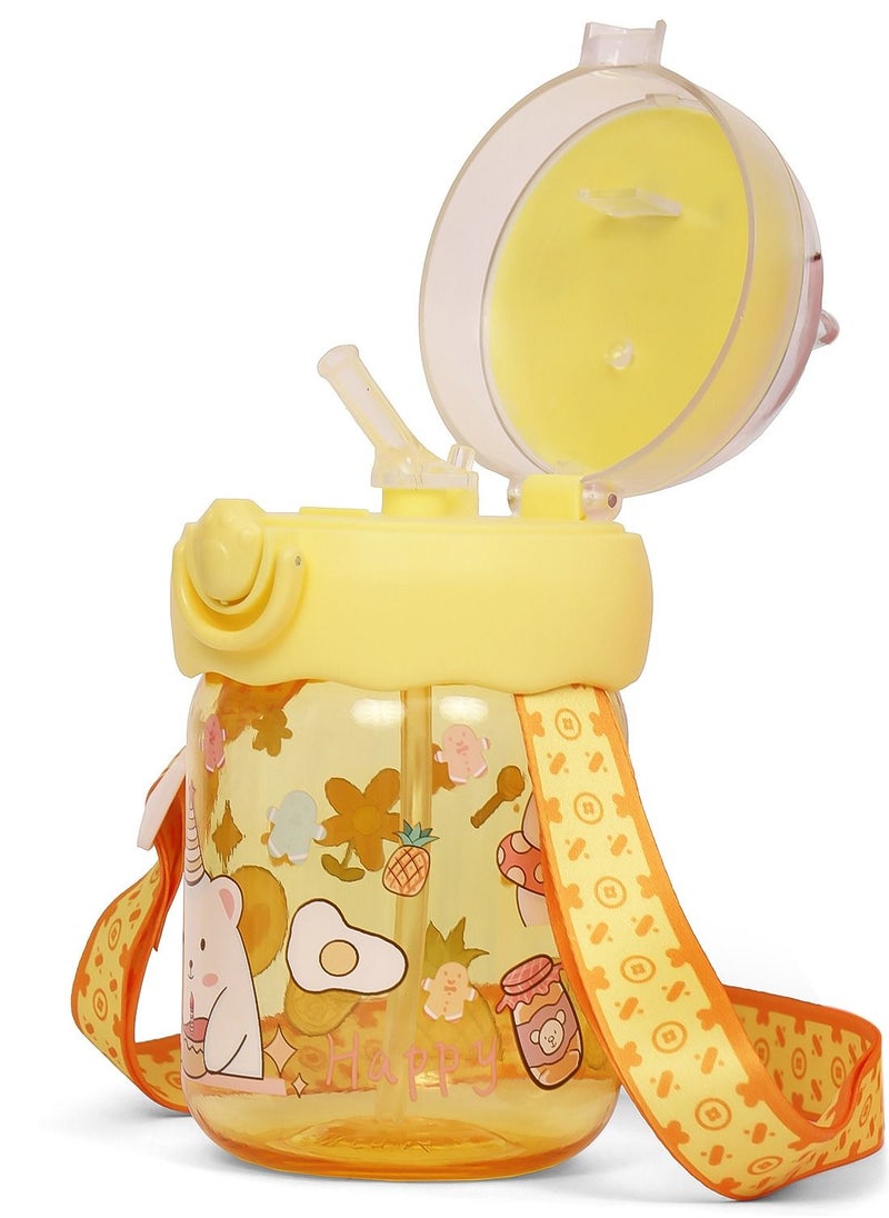 Eazy Kids Kids Water Bottle 580ml With Straw - Yellow  - Image 4