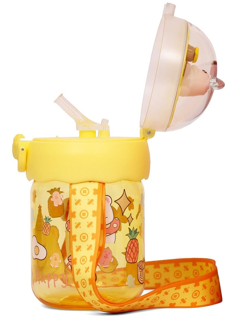 Eazy Kids Kids Water Bottle 580ml With Straw - Yellow  - Image 5