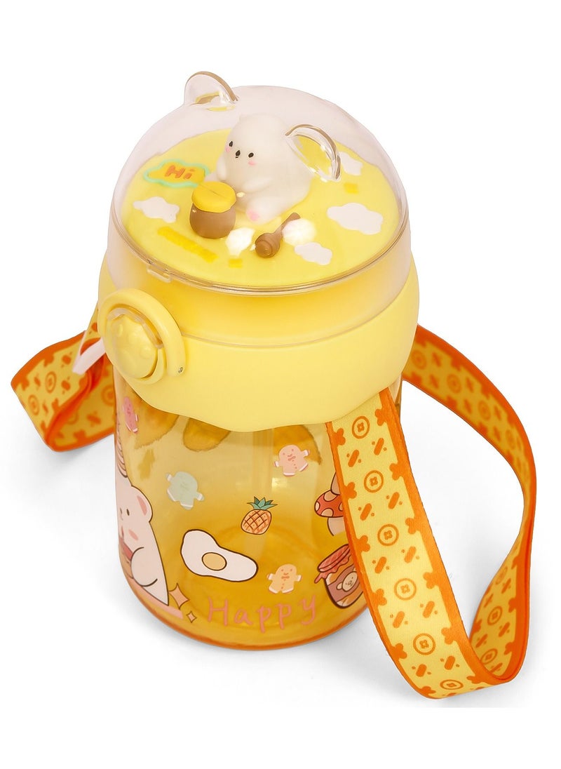 Eazy Kids Kids Water Bottle 580ml With Straw - Yellow  - Image 3