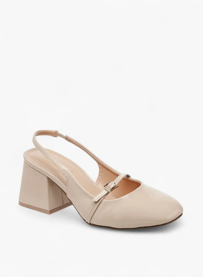Celeste Women's Solid Slingback Slip-On Shoes with Block Heels