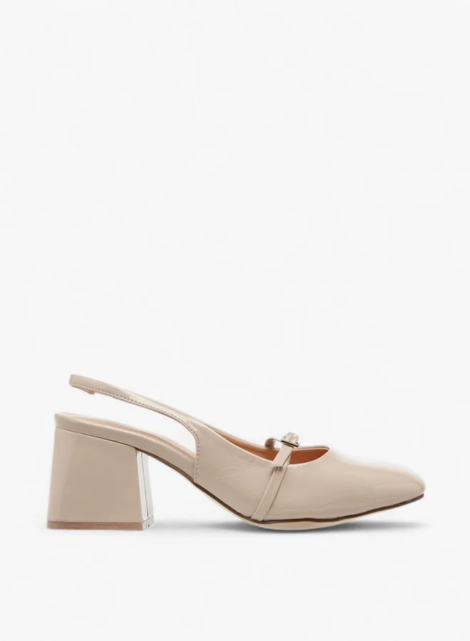 Celeste Women's Solid Slingback Slip-On Shoes with Block Heels