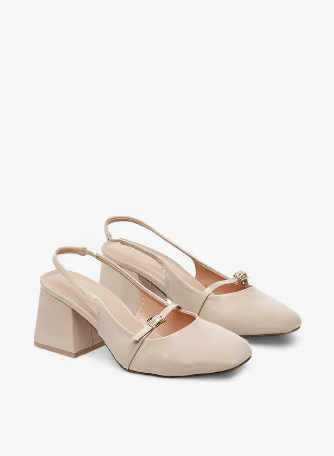 Celeste Women's Solid Slingback Slip-On Shoes with Block Heels