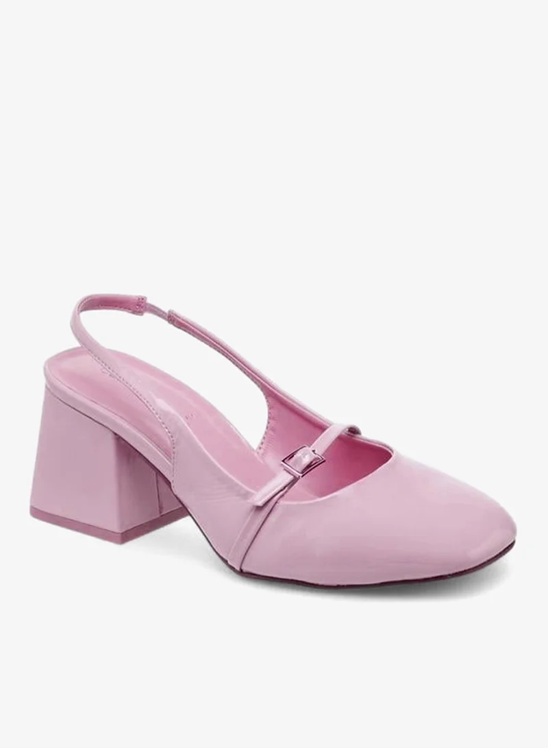 Celeste Women'S Solid Slingback Shoes With Block Heels
