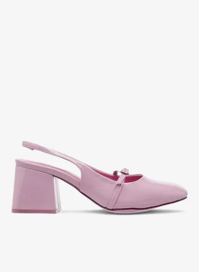 Celeste Women'S Solid Slingback Shoes With Block Heels