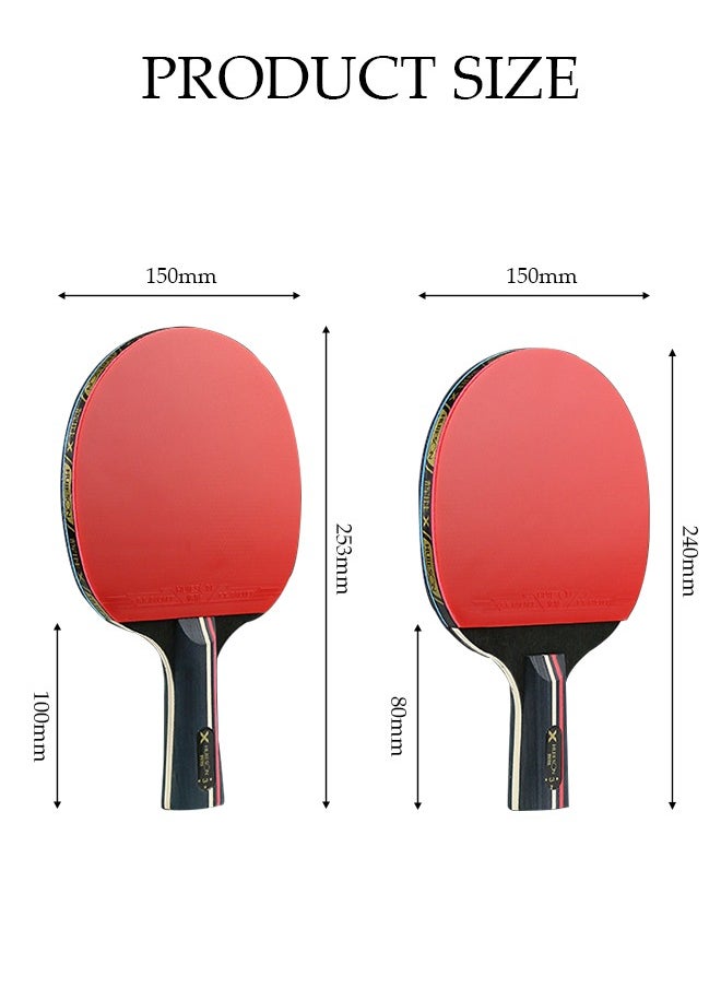 DUNISO High Performance Set, Premium Table Tennis Bat Set With Three 3-Star Ping Pong Balls, Table Tennis Bat 3-Star, 2 Pack Long Handle/Short Handle Table Tennis Bats, Great For Skill Development  - Image 2