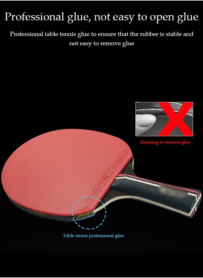 DUNISO High Performance Set, Premium Table Tennis Bat Set With Three 3-Star Ping Pong Balls, Table Tennis Bat 3-Star, 2 Pack Long Handle/Short Handle Table Tennis Bats, Great For Skill Development  - Image 4