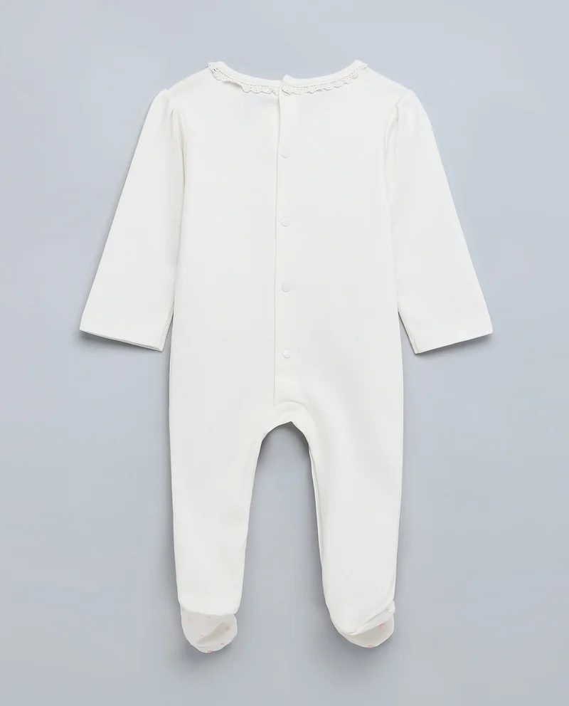 أر أند بي Embroidered Footed Sleepsuit with Long Sleeves