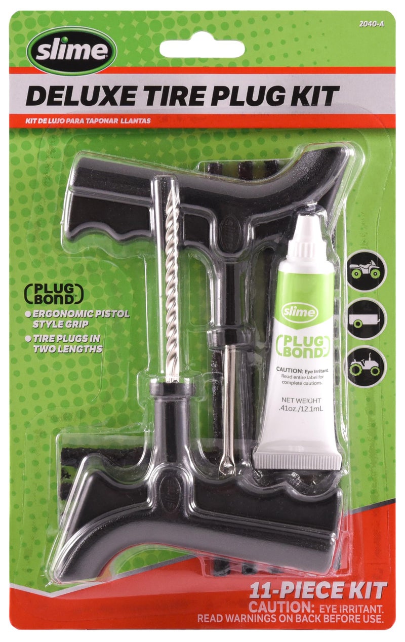 Slime 2040-A Tire Repair Plug Kit, Deluxe, Contains Strings, Tools and Glue, 11 Pieces - Image 1