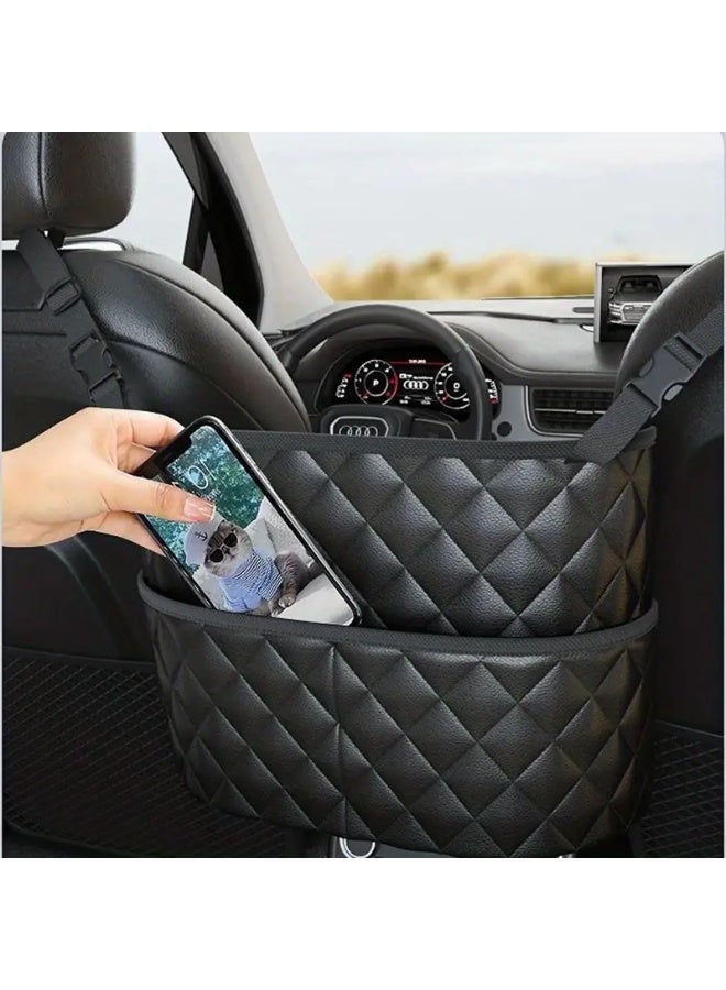 1 Piece Organizer Holder and Storage Pockets that are fixed between the driver seat and the passenger seat. Useful for organizing the driver's personal items so that they are close to him and at hand to reduce distraction while driving. The organizer has two sides, front and back, serving the driver and passenger, and additional back pockets serving the passengers in the back. Use it to place and store your bag, wallet, iPad, tablet, umbrella, water bottle case, book, or any accessory you want to have next to you. It can also be used as a barrier to prevent children or pets from climbing to the front of the front seat when you are focused on the organized road. Black leather color, easy to install. Important note: Some cars are not suitable for this product, such as cars that do not have an armrest box between the driver and passenger seats, or cars that have an armrest but are open without a closing door. In this case, the product installation will not be effective. - Image 5