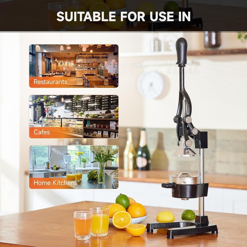 M MCIRCO M MCIRCO Large Citrus Juicer Press Orange and Lemon Juicing Extracts Maximum Juice Heavy Duty Cast Iron Base and Handle Non Skid Suction Foot Base  - Image 4