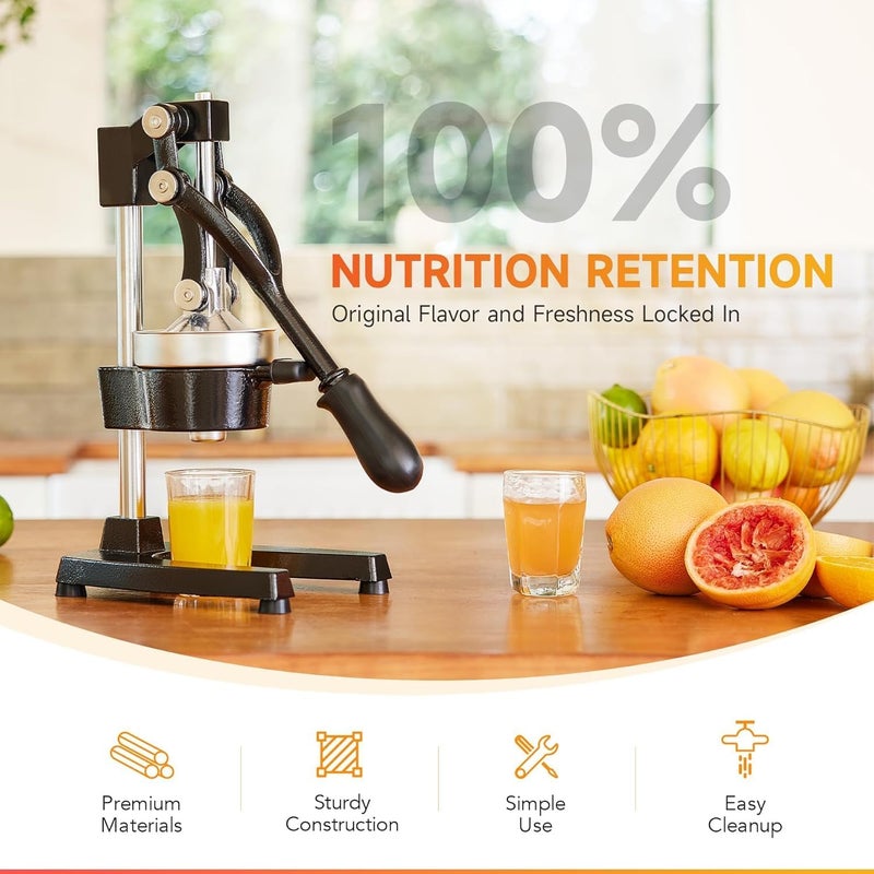 M MCIRCO M MCIRCO Large Citrus Juicer Press Orange and Lemon Juicing Extracts Maximum Juice Heavy Duty Cast Iron Base and Handle Non Skid Suction Foot Base  - Image 3