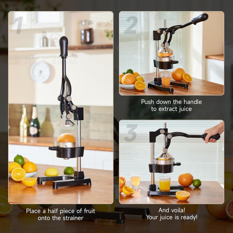M MCIRCO M MCIRCO Large Citrus Juicer Press Orange and Lemon Juicing Extracts Maximum Juice Heavy Duty Cast Iron Base and Handle Non Skid Suction Foot Base  - Image 5