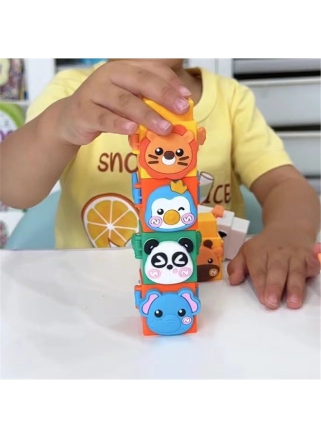 Pressing Stacking Music Cute Cartoon Animals Stacking High Interesting Deformation And Building Blocks Children's Educational Early Education Toys-Color:White Cow-Specifications:Standard - Image 3