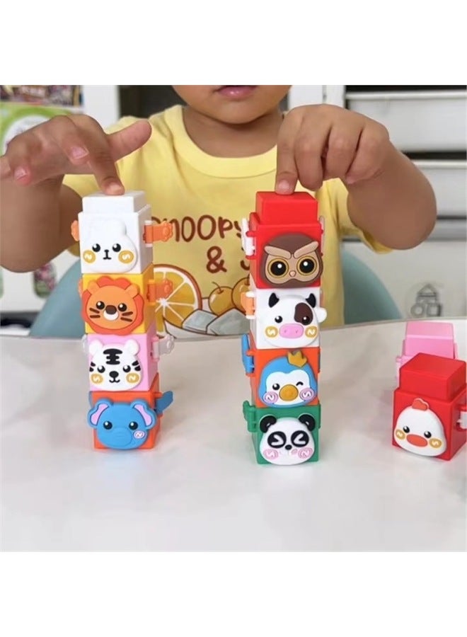 Pressing Stacking Music Cute Cartoon Animals Stacking High Interesting Deformation And Building Blocks Children's Educational Early Education Toys-Color:White Cow-Specifications:Standard - Image 2