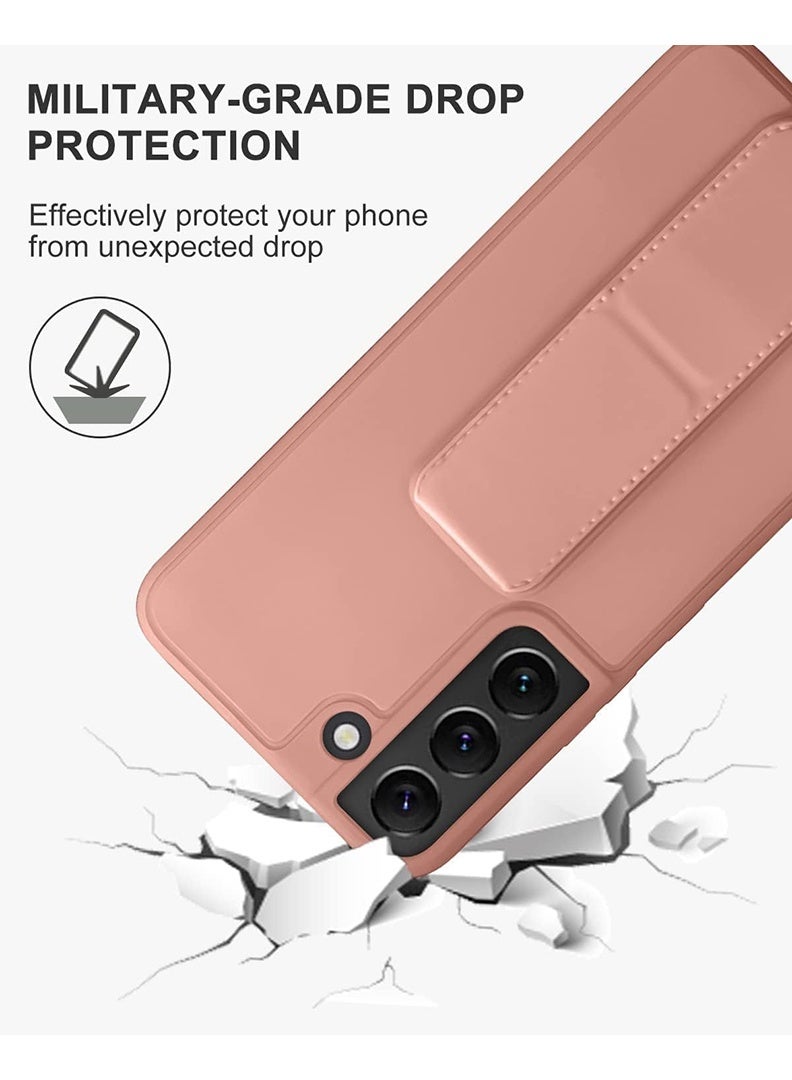 رفع القضية جراب متوافق مع هاتف Samsung Galaxy S22 مع حامل مغناطيسي وحامل، جراب وحامل حزام إصبع سيليكون ممتاز وغطاء حامل للسيارة - وردي - Image 2
