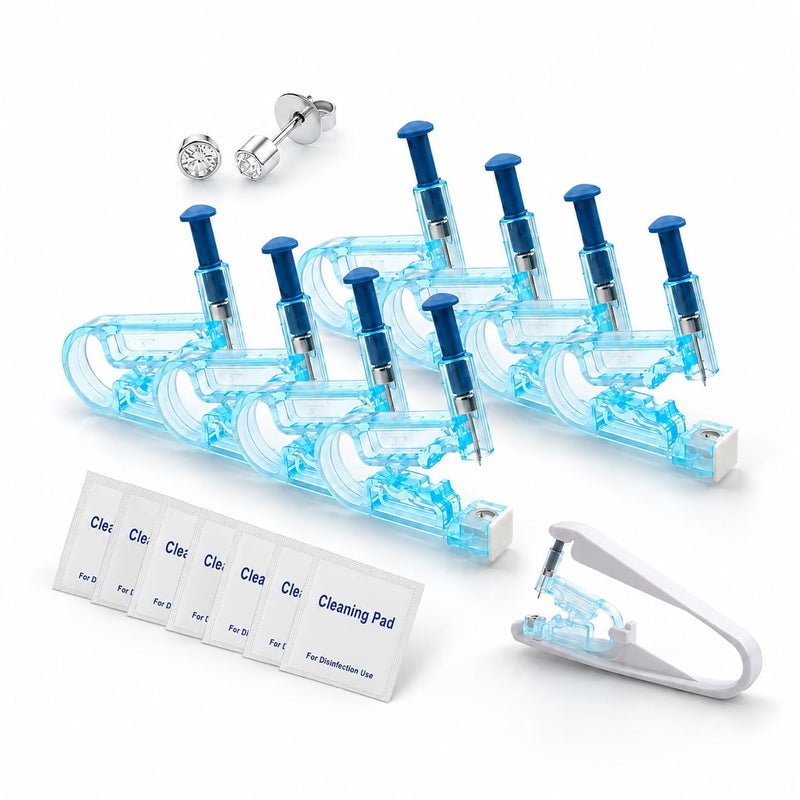 Lishae Ear Piercing Kit 8 Pcs 4mm Disposable Self Ear Pericings Kit with Ear Studs and 1Pcs Piercing Gun Aid Pierce Kit Tool - Image 3