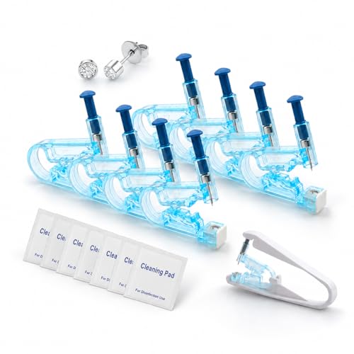 Lishae Ear Piercing Kit 8 Pcs 4mm Disposable Self Ear Pericings Kit with Ear Studs and 1Pcs Piercing Gun Aid Pierce Kit Tool - Image 1