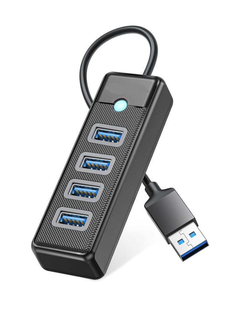 موزع USB 3.0 بـ 4 منافذ للابتوب - كيبل 0.15 متر - نقل بيانات سريع - متوافق مع Mac OS 10.X وما فوق، لينكس، أندرويد - أسود  - Image 1