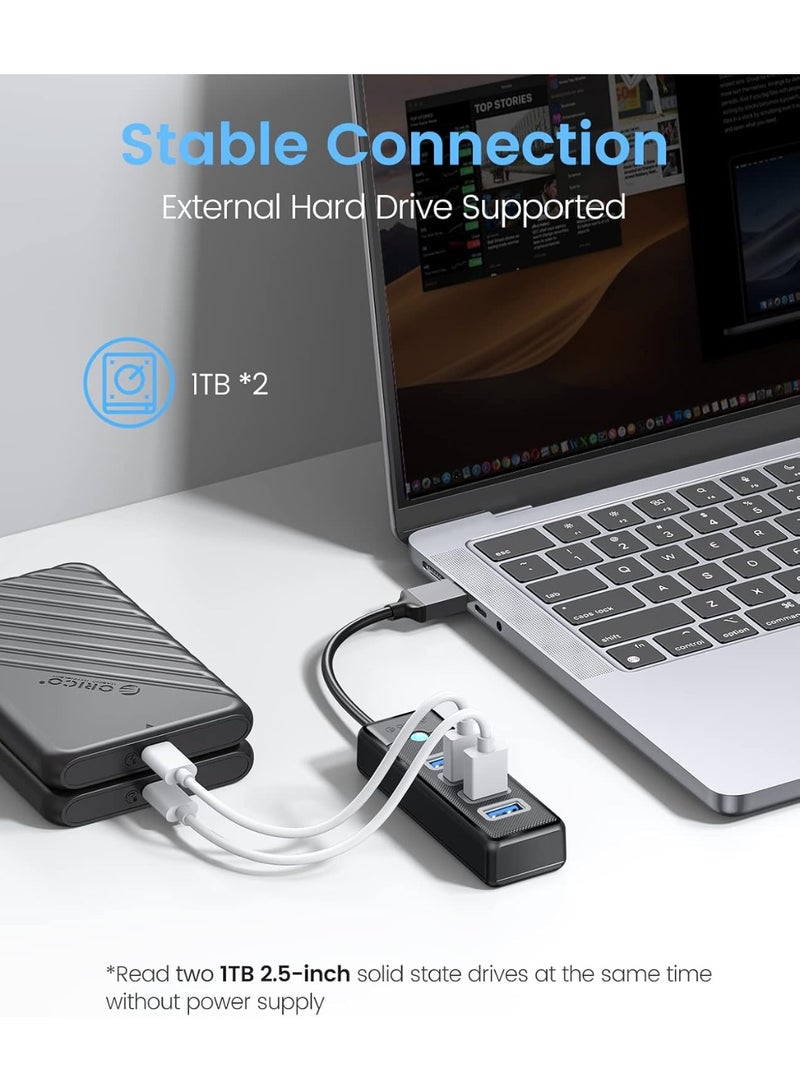 موزع USB 3.0 بـ 4 منافذ للابتوب - كيبل 0.15 متر - نقل بيانات سريع - متوافق مع Mac OS 10.X وما فوق، لينكس، أندرويد - أسود  - Image 3