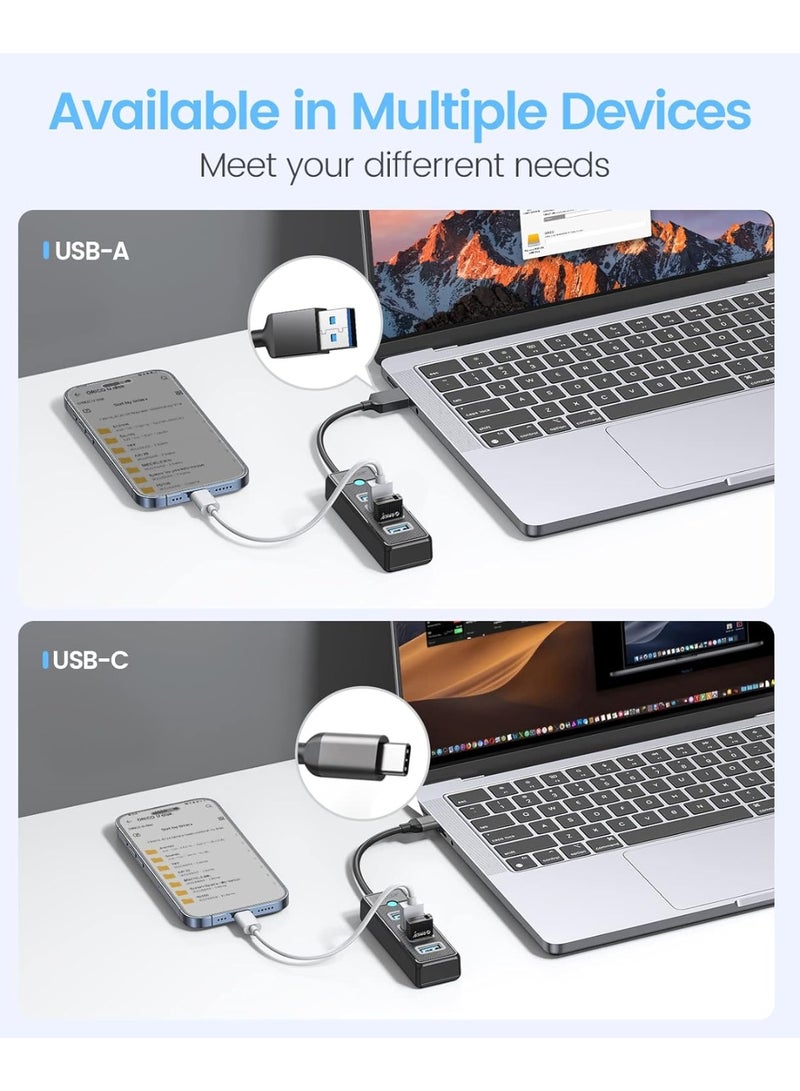 موزع USB 3.0 بـ 4 منافذ للابتوب - كيبل 0.15 متر - نقل بيانات سريع - متوافق مع Mac OS 10.X وما فوق، لينكس، أندرويد - أسود  - Image 2