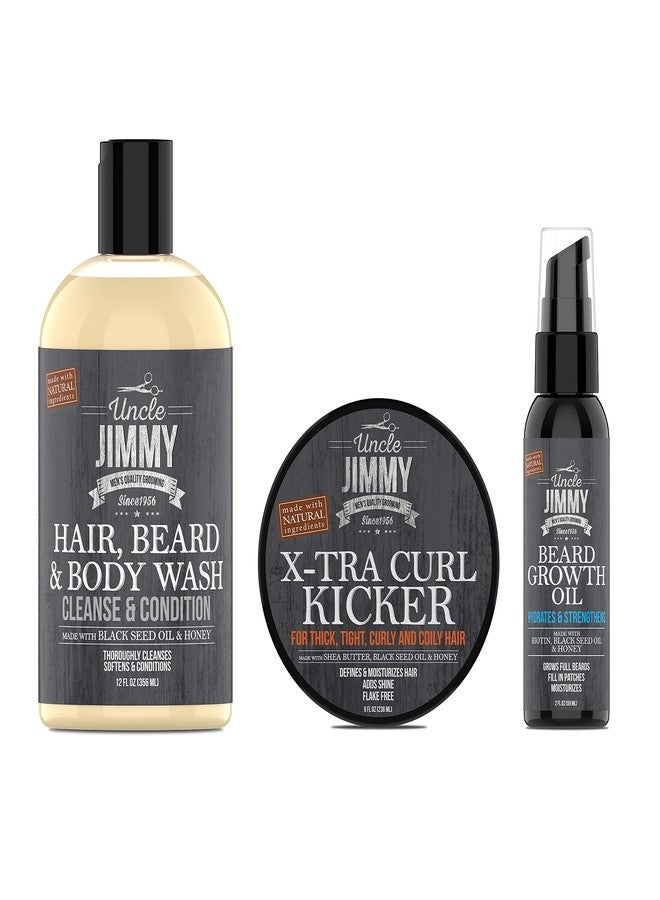 Uncle Jimmy Beard Kit For Curly Hair & Beard Regimen For Thick Kinky Hair & Beards - Image 1