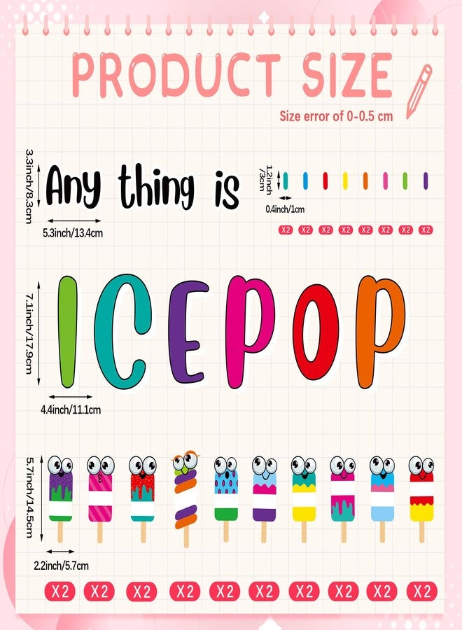 Mooliwe 52 Pcs Summer Bulletin Board Decorations Set Anything is Ice Pop Bulletin Board Decorations Back to Cutouts for Home Party Supplies - Image 2