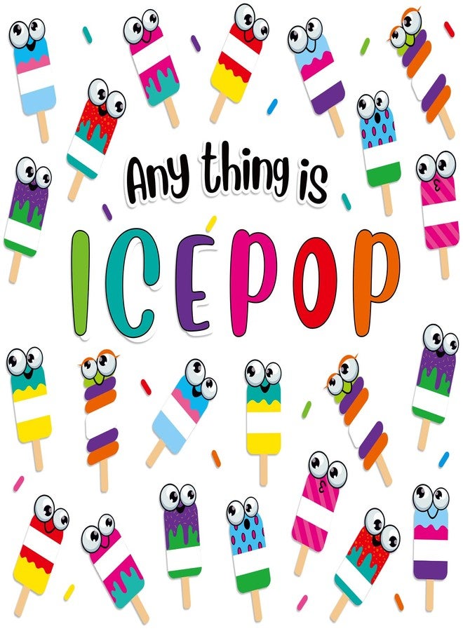 Mooliwe 52 Pcs Summer Bulletin Board Decorations Set Anything is Ice Pop Bulletin Board Decorations Back to Cutouts for Home Party Supplies - Image 3
