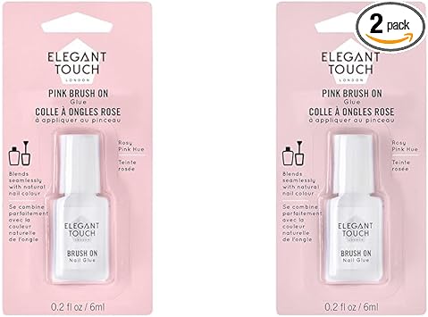 Elegant Touch Brush On Nail Glue Pink 6ml Pack of 2