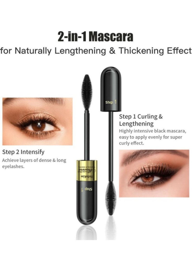 ماسكارا 2 في 1 4D Lash Mascara Thrive لإطالة الرموش وتكثيفها بشكل طبيعي 5 مرات، ماسكارا أساسية سميكة وممدودة ومضادة للماء وغير ملطخة