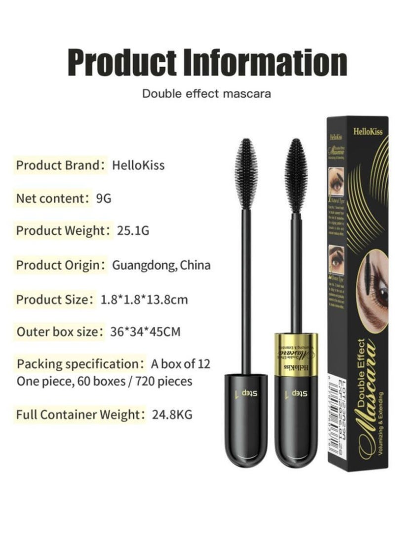 ماسكارا 2 في 1 4D Lash Mascara Thrive لإطالة الرموش وتكثيفها بشكل طبيعي 5 مرات، ماسكارا أساسية سميكة وممدودة ومضادة للماء وغير ملطخة
