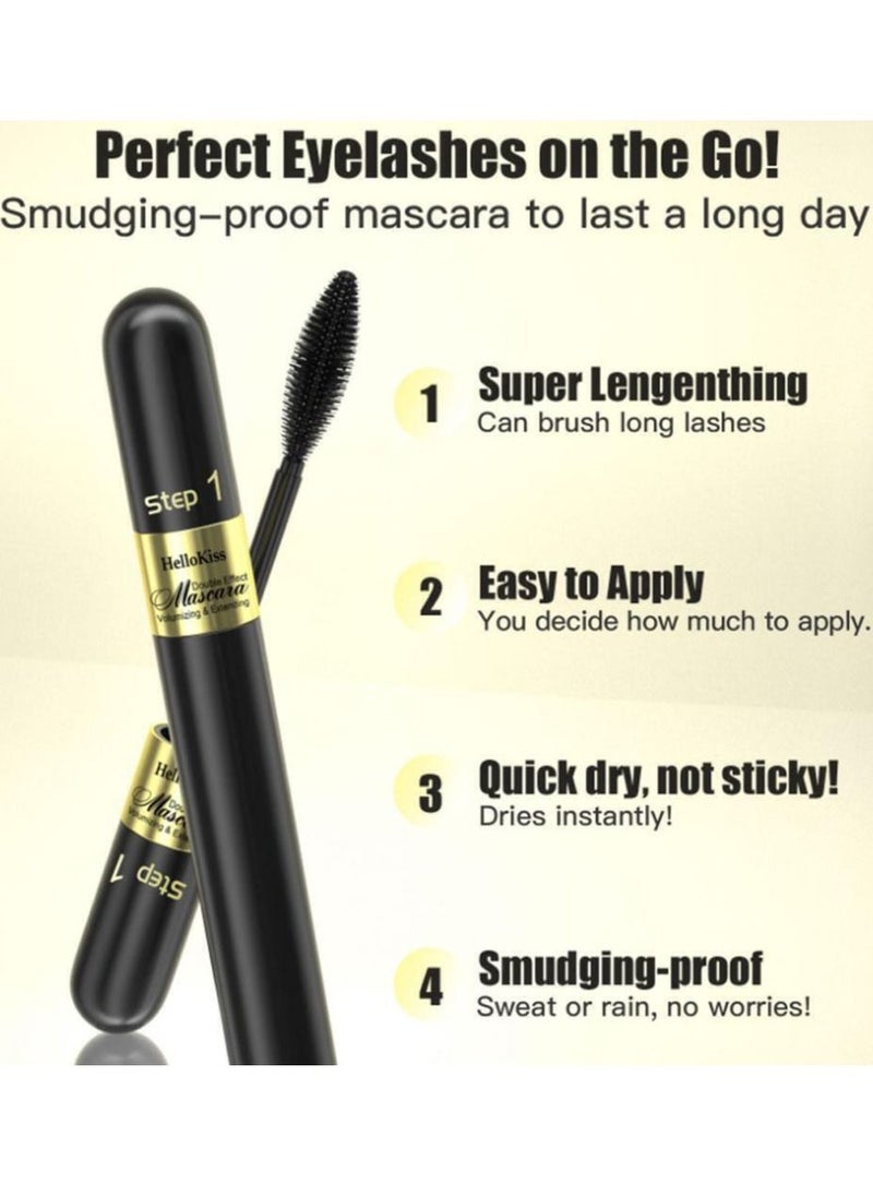 ماسكارا 2 في 1 4D Lash Mascara Thrive لإطالة الرموش وتكثيفها بشكل طبيعي 5 مرات، ماسكارا أساسية سميكة وممدودة ومضادة للماء وغير ملطخة