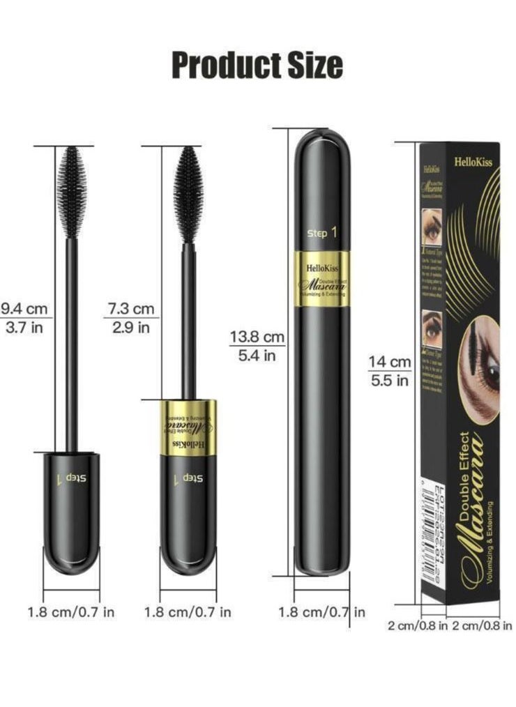 ماسكارا 2 في 1 4D Lash Mascara Thrive لإطالة الرموش وتكثيفها بشكل طبيعي 5 مرات، ماسكارا أساسية سميكة وممدودة ومضادة للماء وغير ملطخة