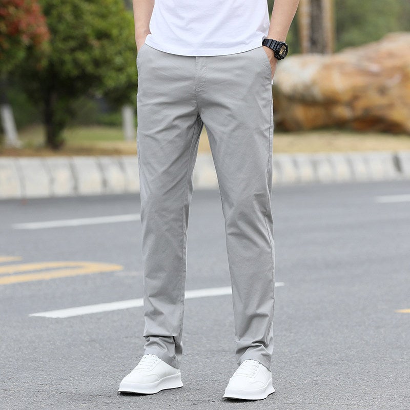 Spring and Summer thin pure cotton work casual pants stretch loose straight all-match casual trousers suit pants plus size Black  - Image 2