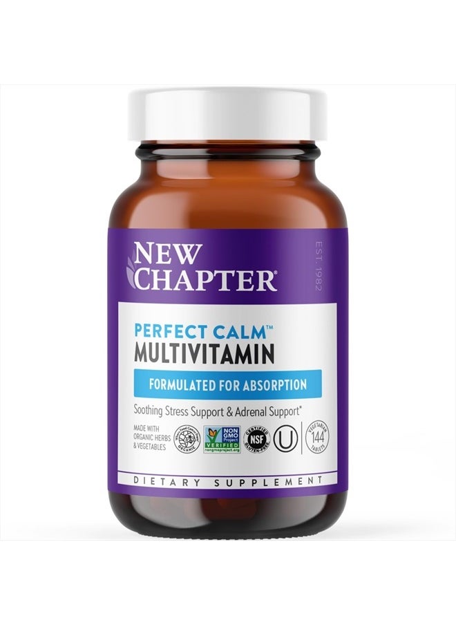 New Chapter - Perfect Calm - Daily Multivitamin for Stress & Mood Support with B Vitamins + Holy Basil + Lemon Balm + Organic Non-GMO Ingredients - 144 Count - Image 1