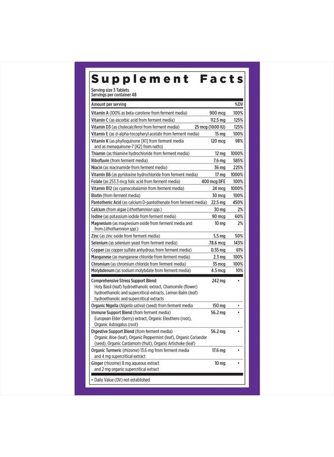 New Chapter - Perfect Calm - Daily Multivitamin for Stress & Mood Support with B Vitamins + Holy Basil + Lemon Balm + Organic Non-GMO Ingredients - 144 Count - Image 1
